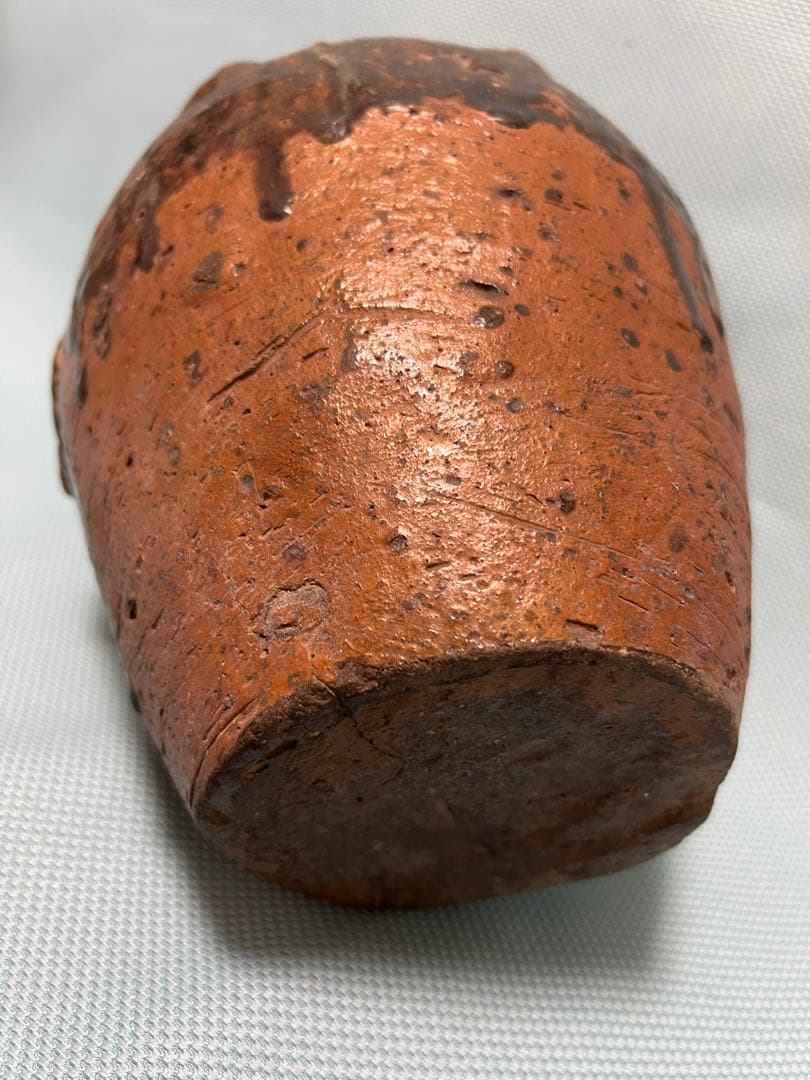 中国明朝（青釉 四耳壺）陶器 骨董品 時代物 高さ24cm解体整理品現状品のみ