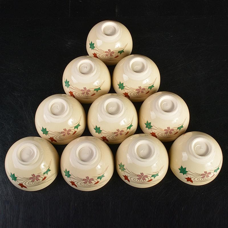 京焼 平安原平造 色絵金彩 仁清写 雲錦 数茶碗 十客 共箱