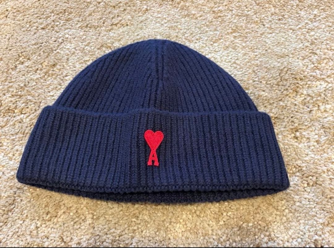 ami paris ニット帽ビーニーネイビー