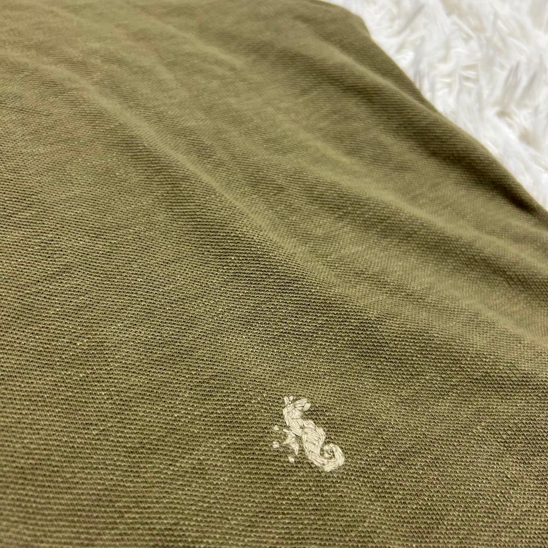 良品✨45R ジンバカノコの33色馬ポロ R刺繍 ゆったり ポロシャツ カーキ