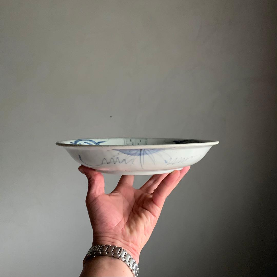 染付 宝珠？文 深皿 中皿 波佐見焼 古伊万里 古道具 古美術 くらわ