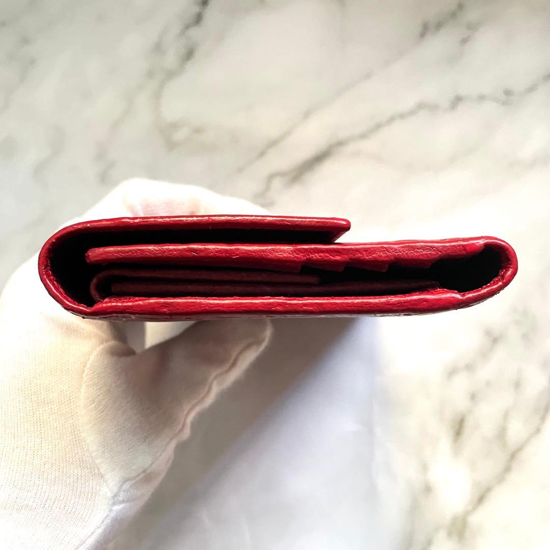 GUCCI グッチ フラップ 長財布　シマレザー　3つ折り財布　美品0114-⑤