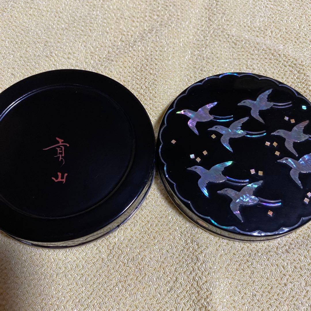 木製香合 錫縁 中金地 青貝千鳥貝模様 未使用