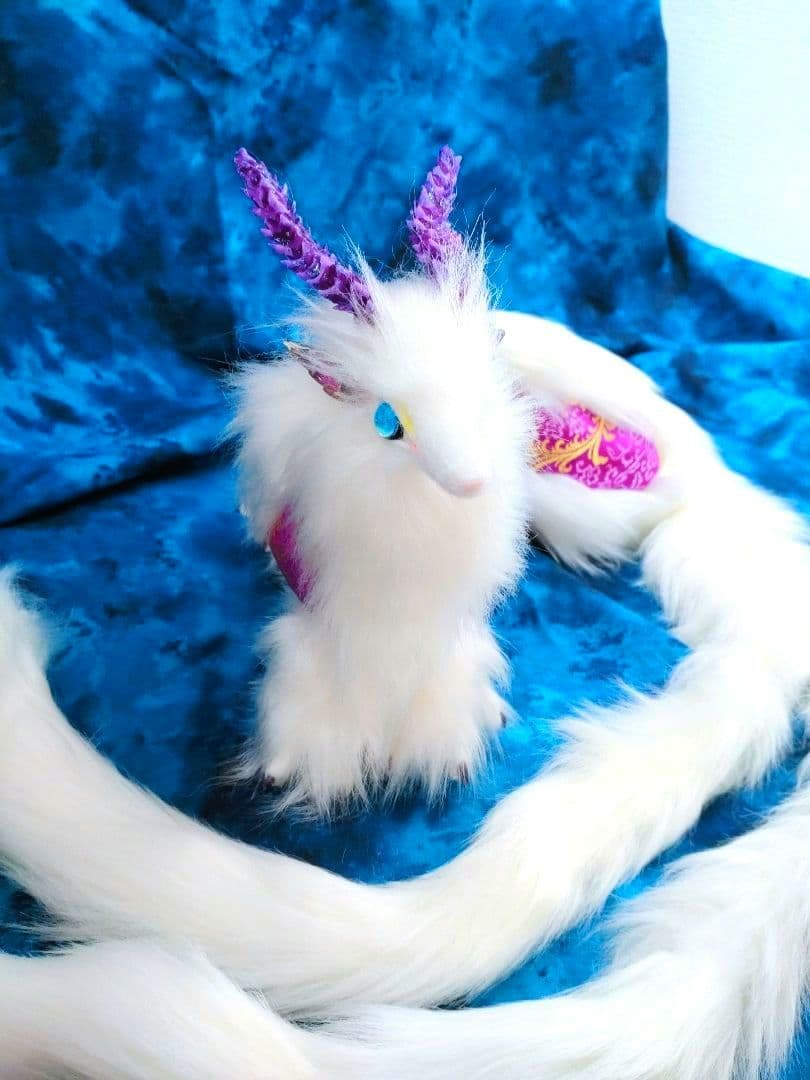 幻獣双尾天龍アートドール ハンドメイドぬいぐるみ琉球蓄光ガラス