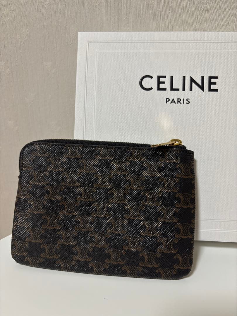 【美品】CELINEプリント入りトリンオフキャンバス パース