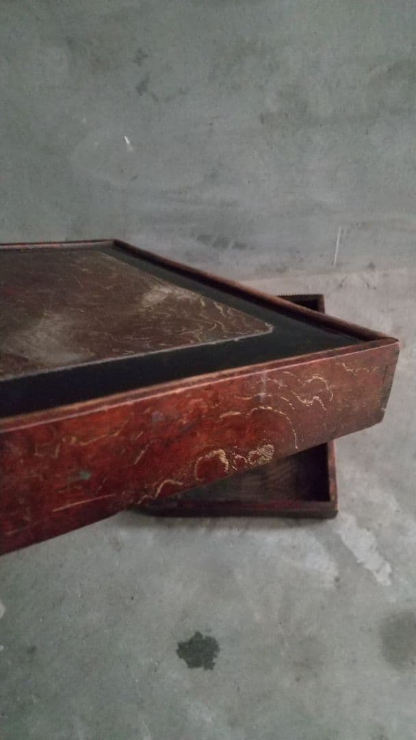 総欅 玉杢 硯箱 ケヤキ 無垢 漆器 金彩 骨董 古道具 アンティーク 木目