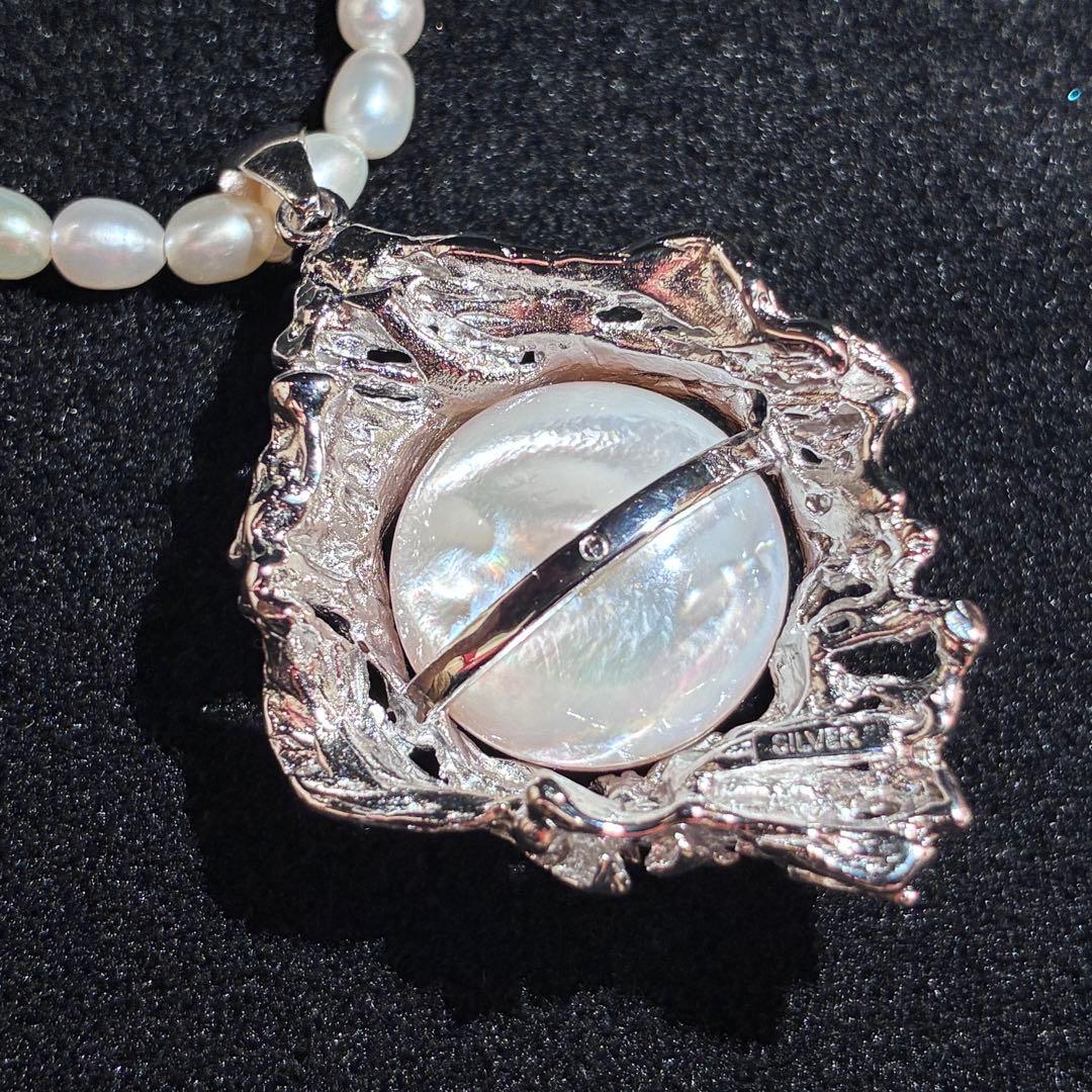 ▲FELLINI　パールネックレス　パールピアス(K18WG)　セット売り