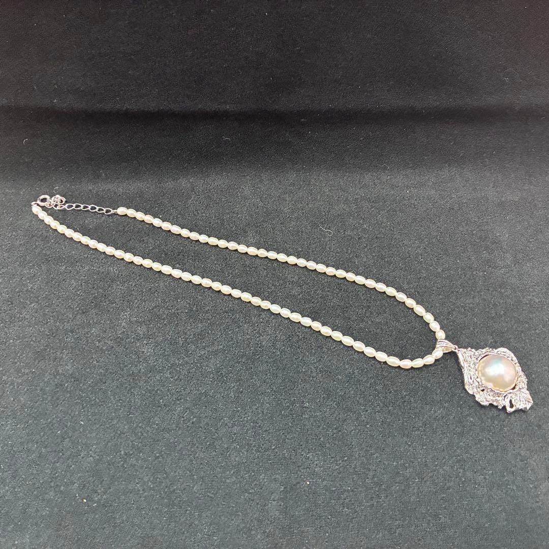 ▲FELLINI　パールネックレス　パールピアス(K18WG)　セット売り