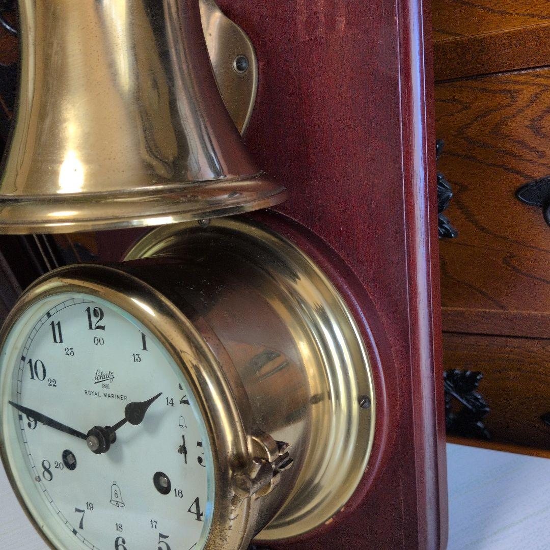 船舶時計ドイツ製ヴィンテージのシャッツロイヤルマリナーと船の鐘