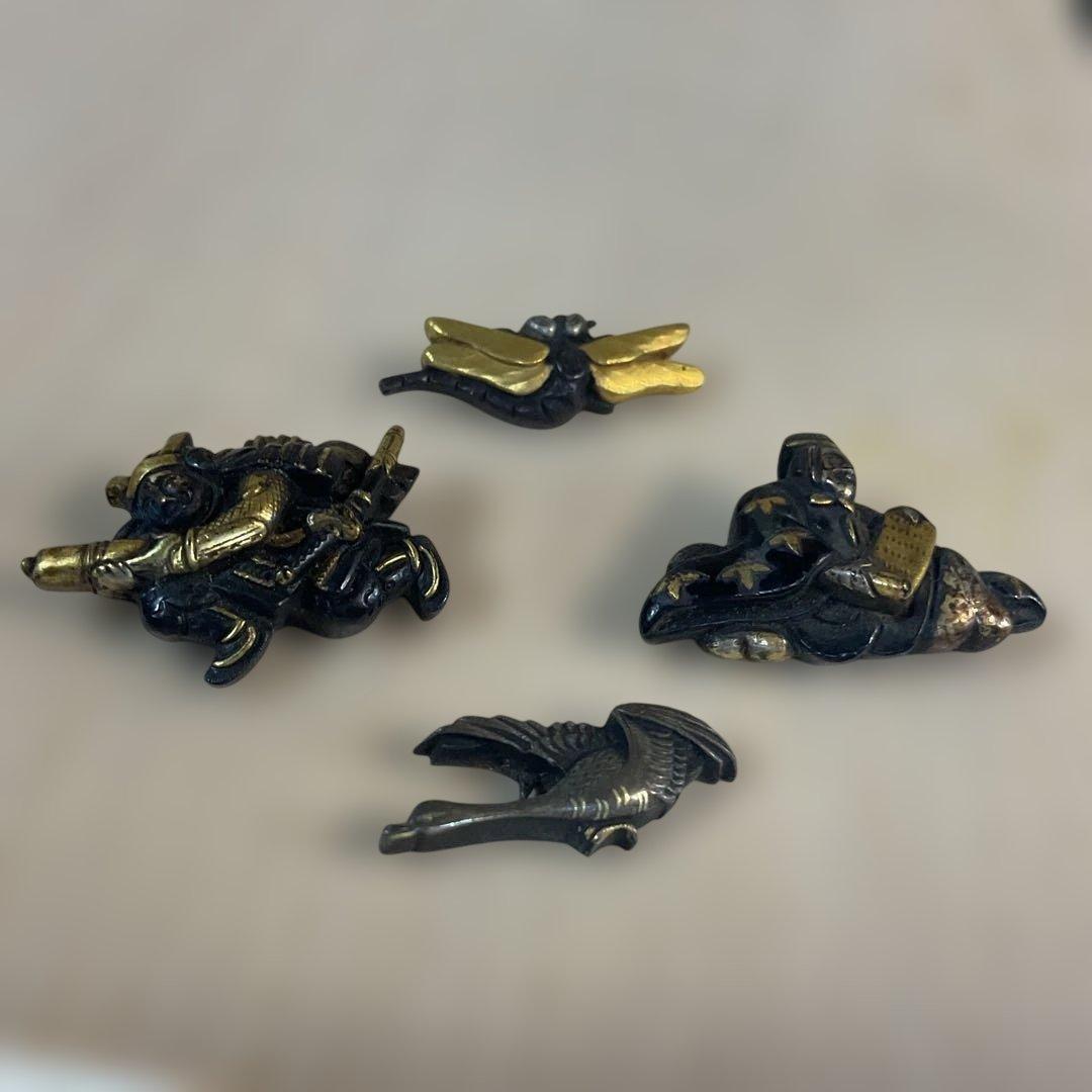 武具　　刀装具　目貫　江戸時代　骨董　4種4個