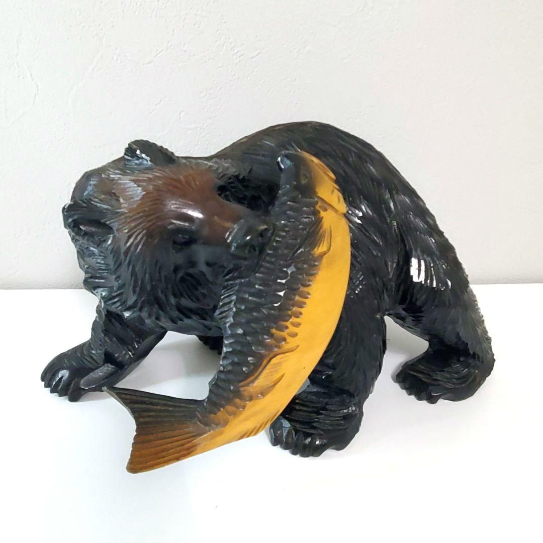 希少☆鮭の向き逆】木彫りの熊 アイヌ 北海道 民芸品 インテリア 昭