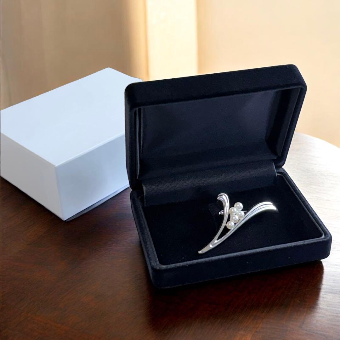 極美品】ミキモト アコヤ パール ブローチ コサージュ シルバー 本真珠