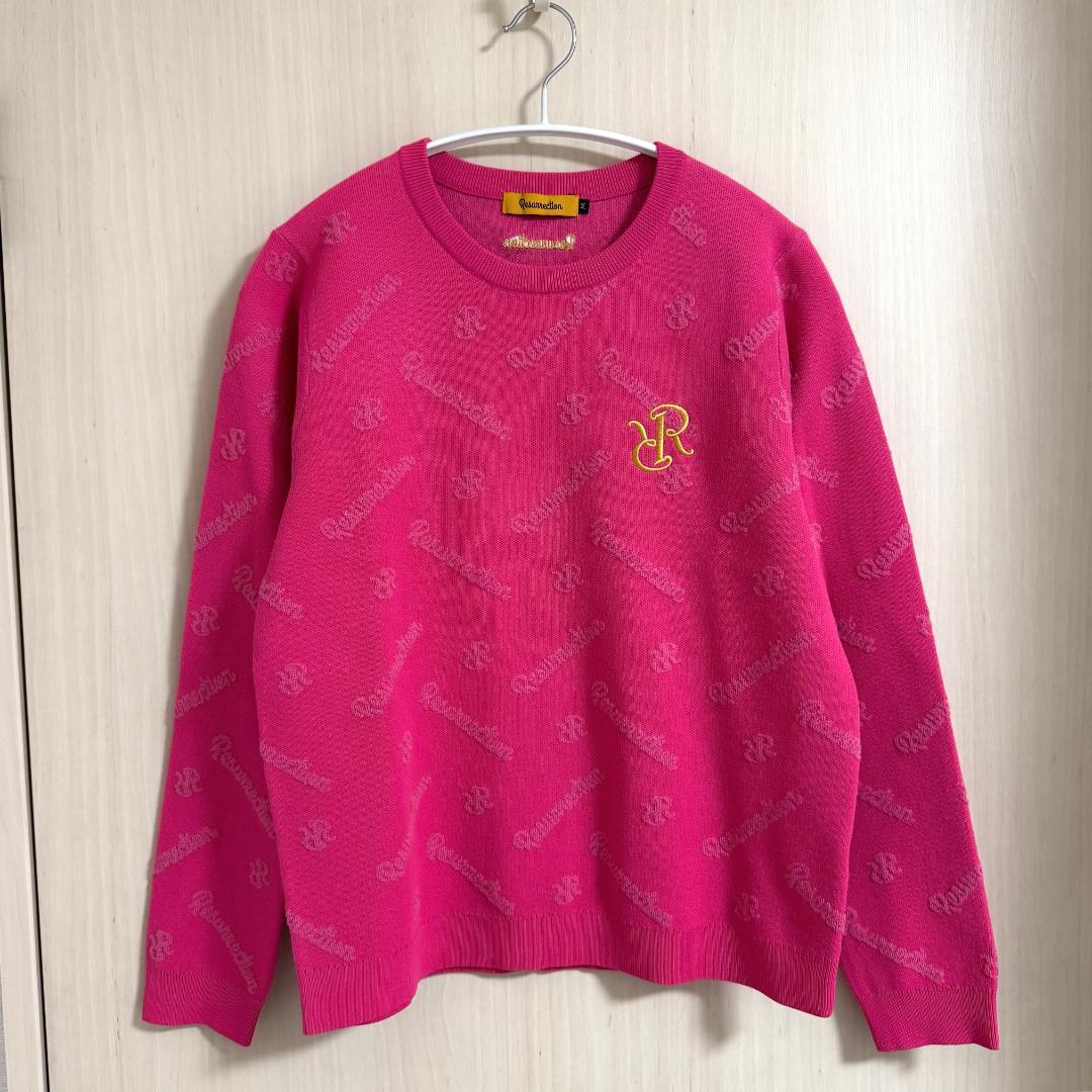 美品 レザレクション ロゴモノグラム ニットプルオーバー