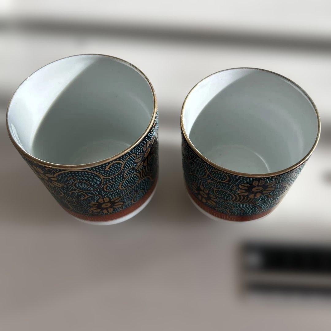【稀品】　九谷焼き　ふた裏艶絵　春画　夫婦湯呑み