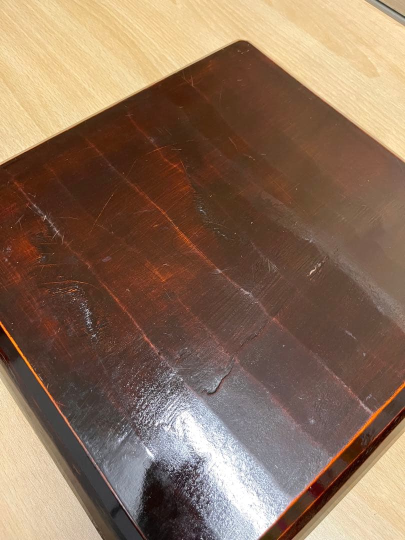 讃岐盆　讃岐彫り　四方盆 2枚　木製 お盆　漆塗　トレー　アンティーク　昭和