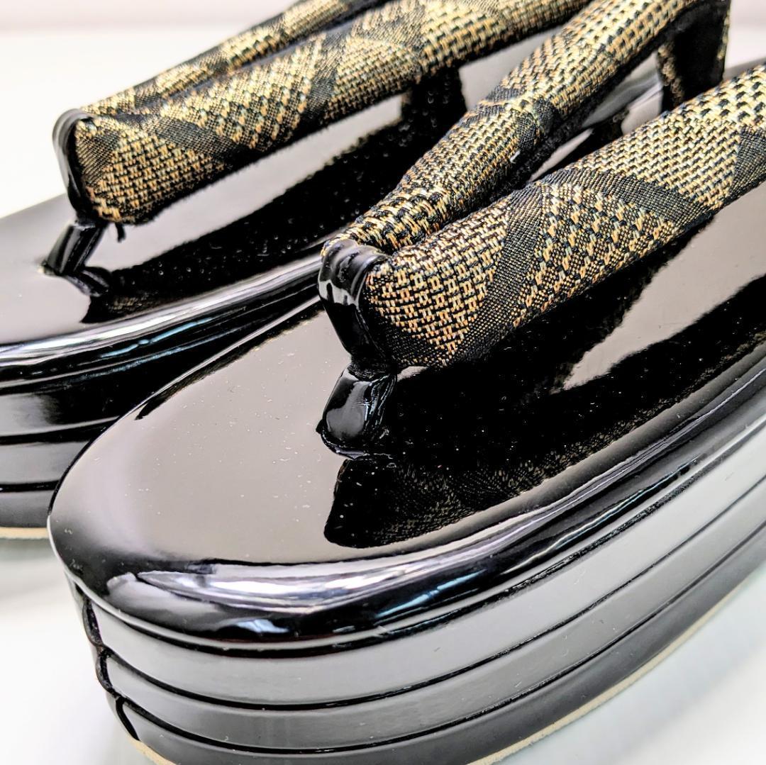 和装 草履バッグセット 帯地 黒×金 3枚芯 フリーサイズ k15-17