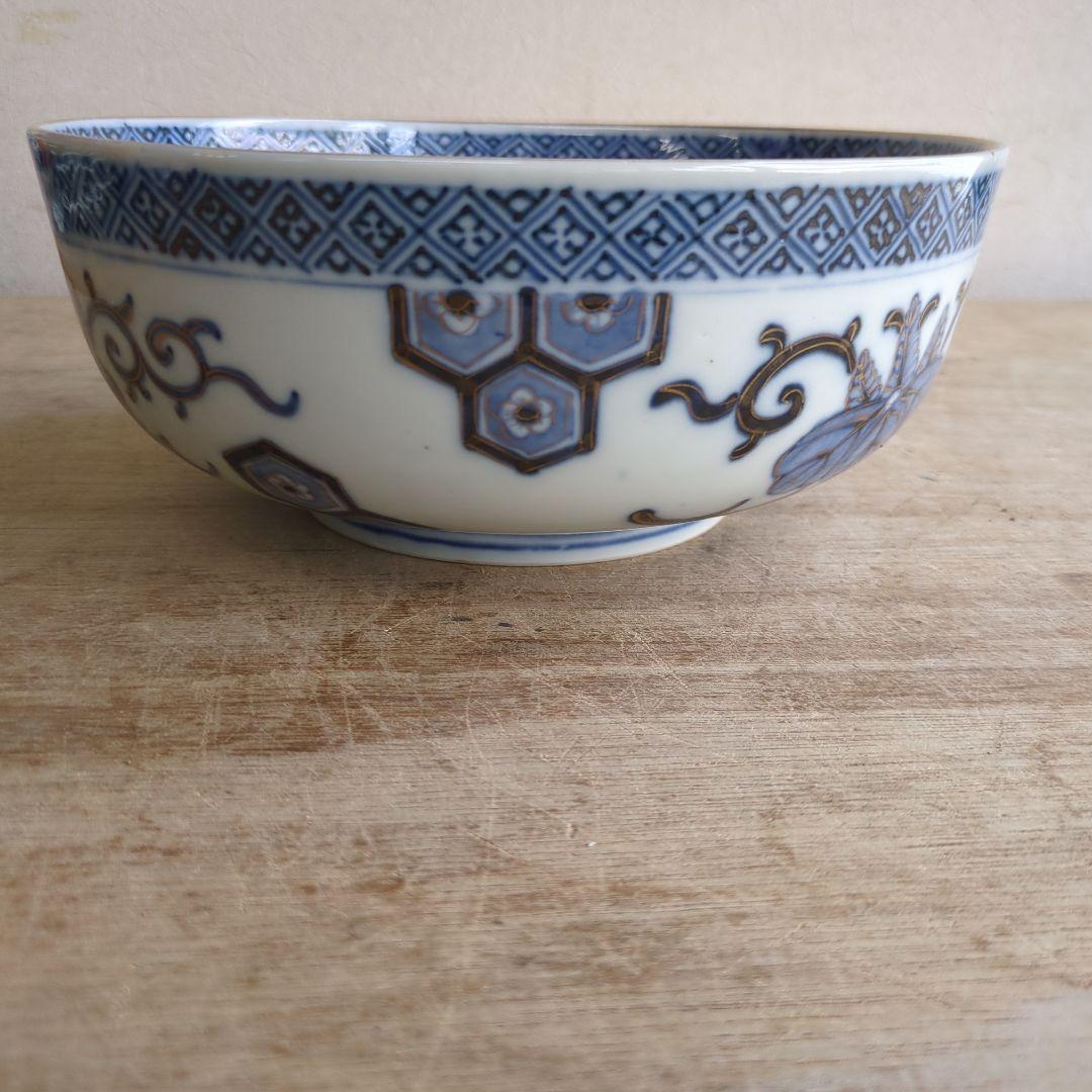 骨董 伊万里 古伊万里 鉢 盛鉢 染め付け 南蛮船 器 陶器 中サイズ