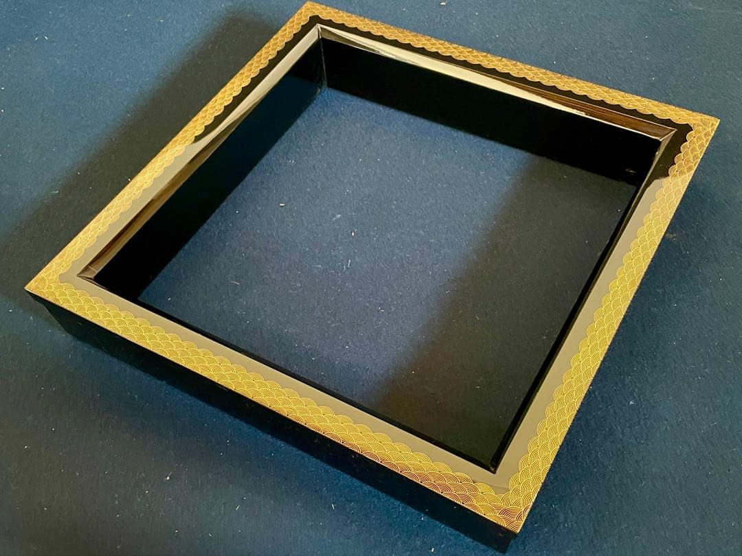 美品】「母」 青海波 蒔絵 村田 宗覚 炉縁 共箱 茶道具 (1126あ