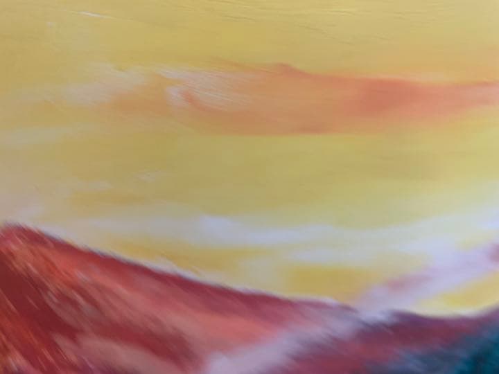 富士山　漆喰画　絵画　夕日　43×52