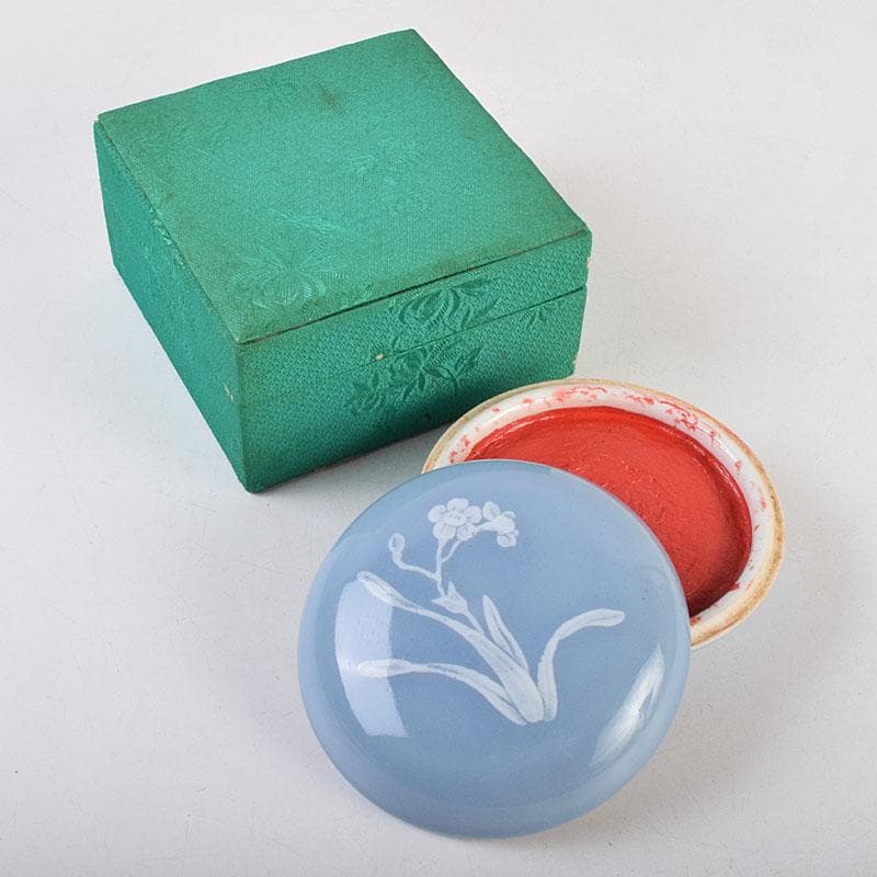 中国　上海西冷印社　花文　景徳鎮製款　光明朱砂印泥　肉池　U　R9153 中国 上海西冷印社 花文 景徳鎮製款 光明朱砂印泥 肉池 U R9153 中国