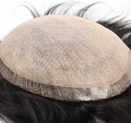 新品　人毛　２2X20㎝　男性部分　かつら　ゆるウエーブ　カット調整済み