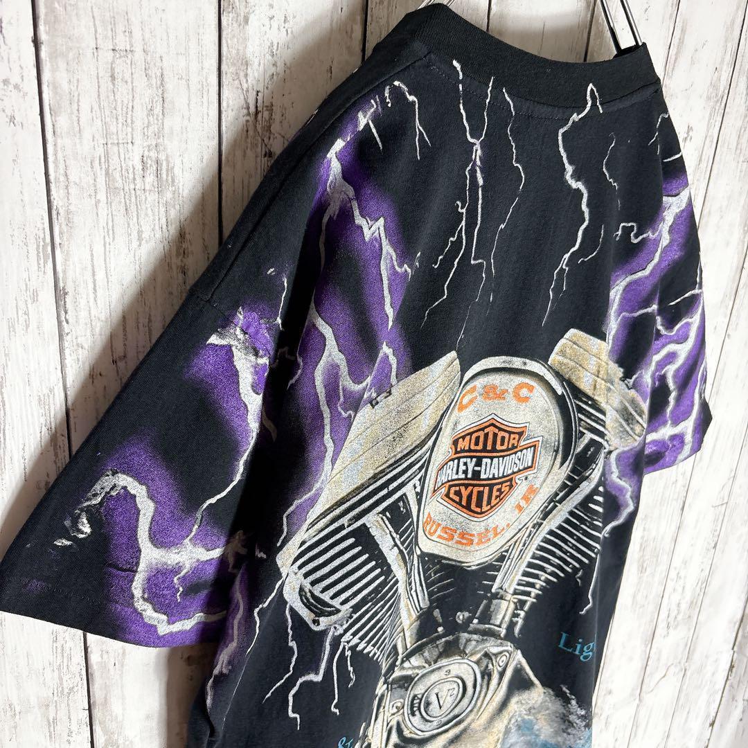 ハーレーダビッドソン tシャツ ライトニングサンダー 両面プリント L