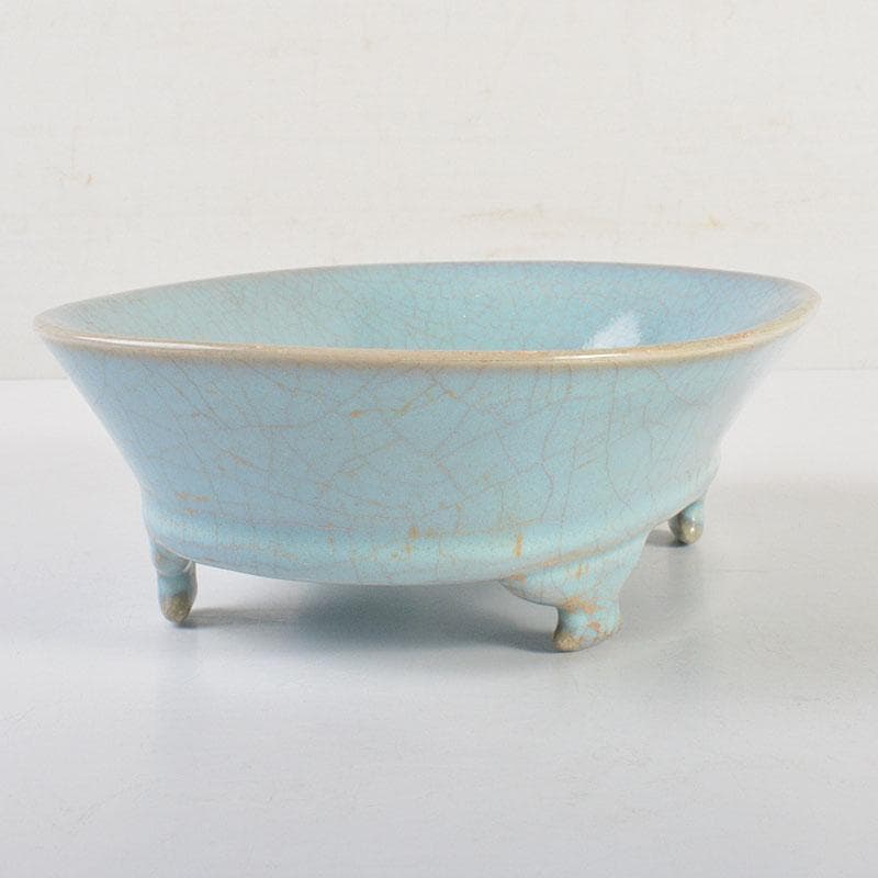 大発　中国　汝窯　天青釉　青磁　水盤　筆洗　水仙盆　C 6728E