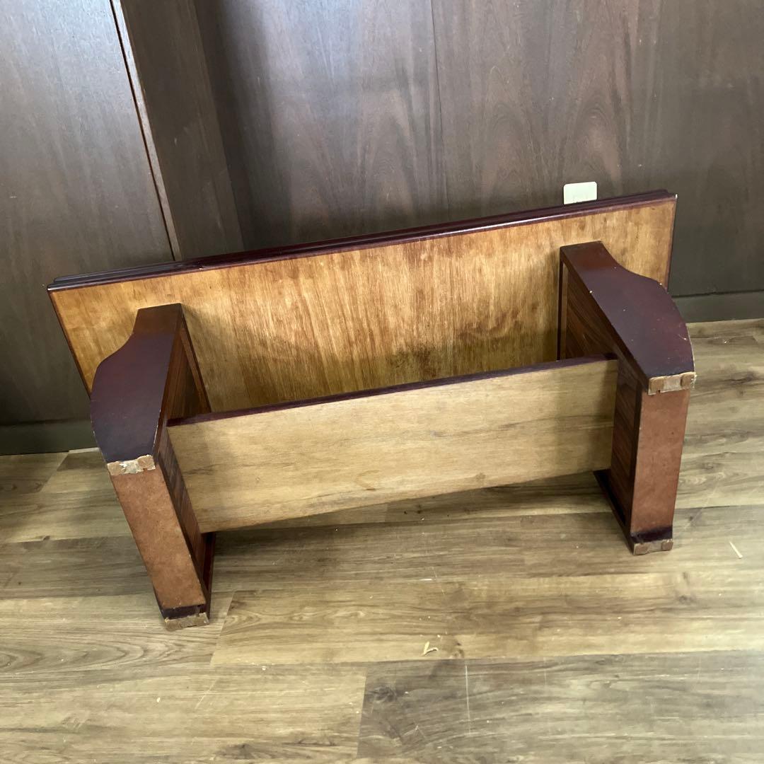 C-4アンティーク センターテーブル 大理石柄天板 マガジンラック付ロー