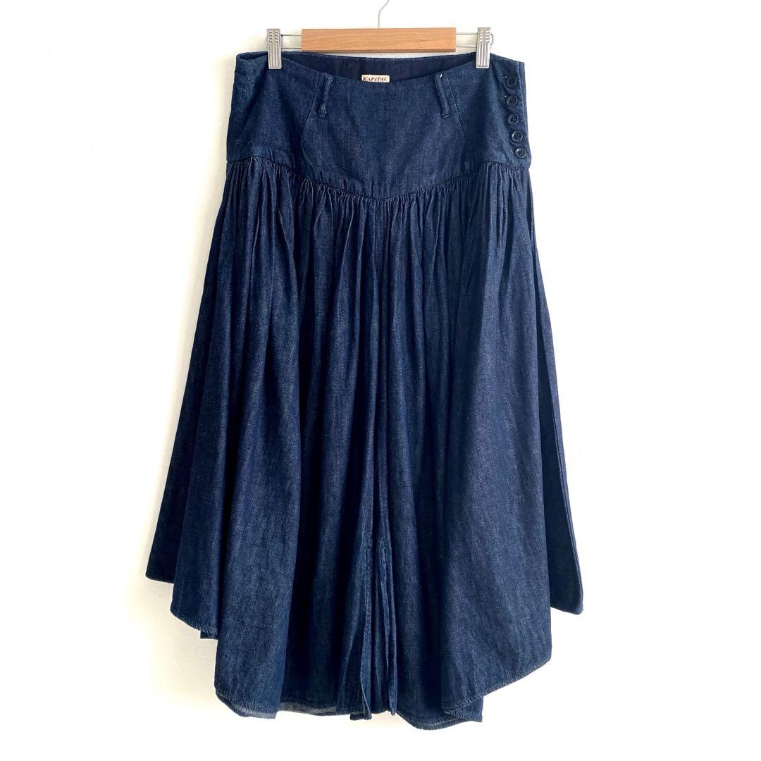 KAPITAL キャピタル デニムアミッシュパンツ ガウチョパンツ ギャザー