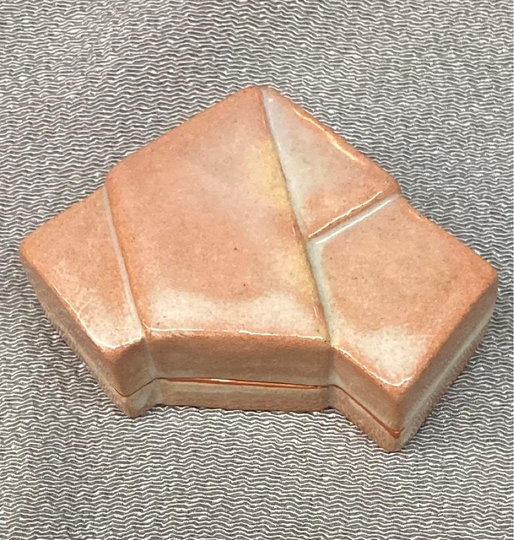 B178s  「萩 結文香合」十二代田原陶兵衛造　共布共箱　萩焼深川本窯