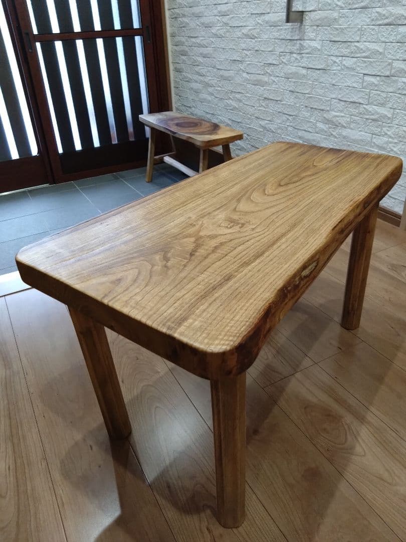 栗一枚板のテーブル⑳ 桜様専用❕栗の耳付き天