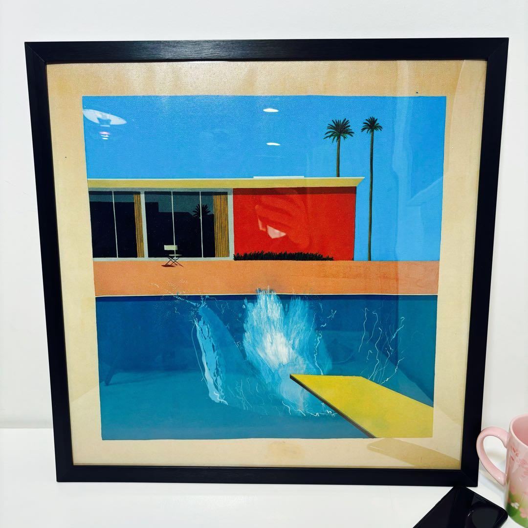 50cm×50cm額付ポスター】デイヴィッド・ホックニー 「大きな水しぶき」