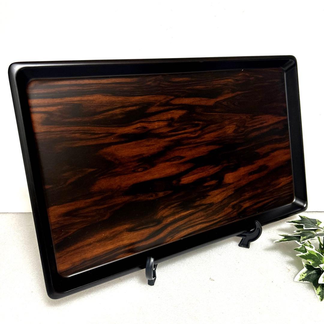 新品　天然木　唐木銘木　黒檀　5号長手盆　8寸切手盆セット　祝儀盆　角盆　通い盆