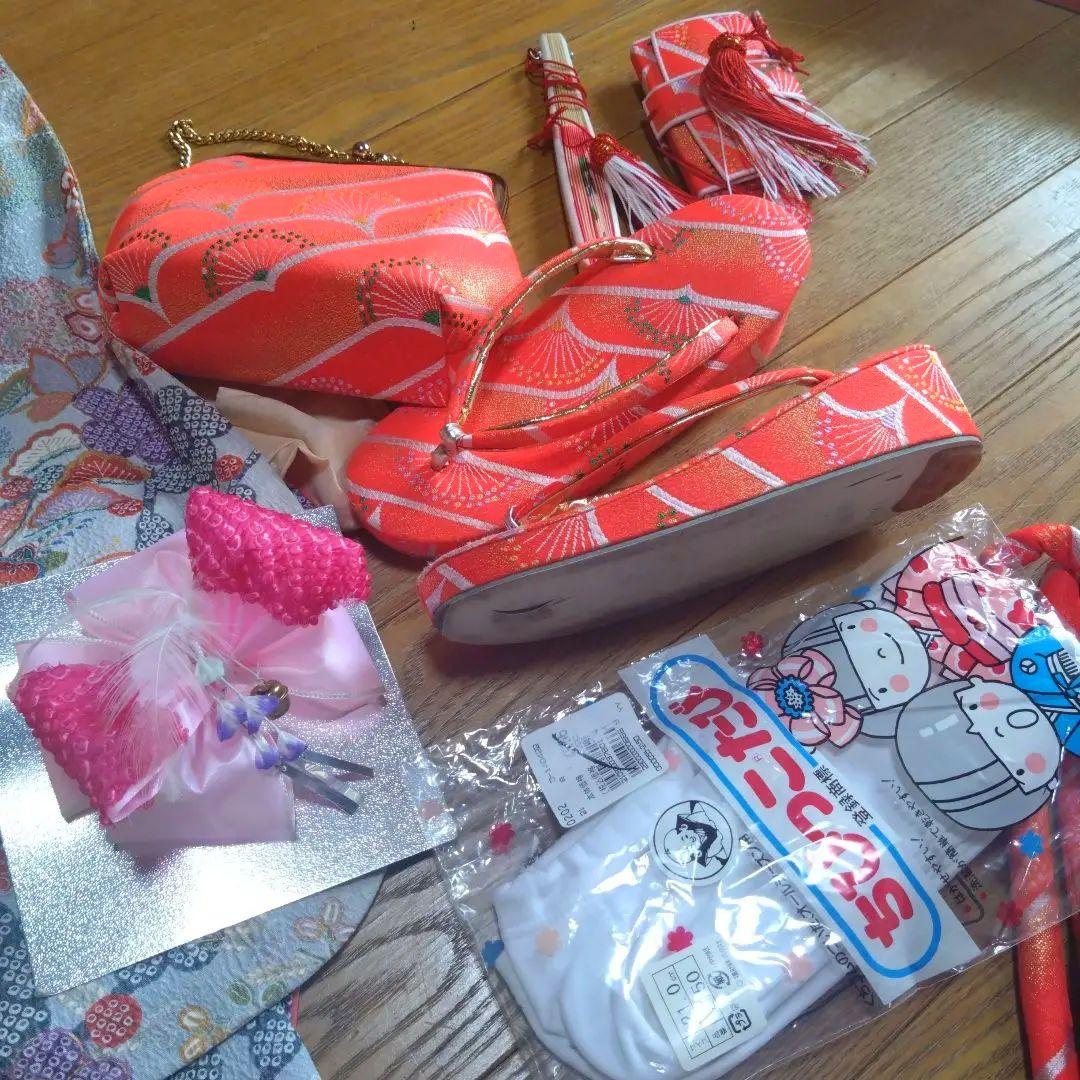 上品レトロレアカラー★ちりめん古典グレー★着物帯他小物フルセット