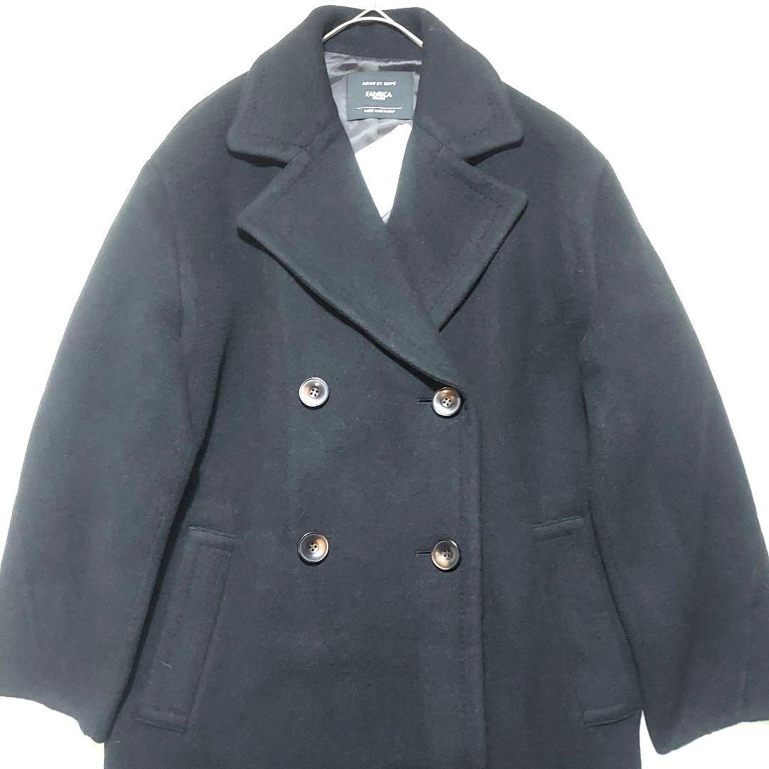 アダムエロペ オーバーサイズ チェスターコート シルク混 ダブル