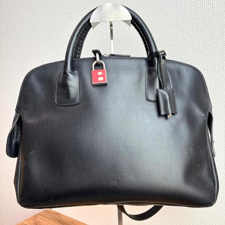 【良品】BALLY 2wayブラック レザー ハンドバッグ ビジネスバッグ 鍵