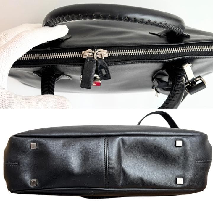 【良品】BALLY 2wayブラック レザー ハンドバッグ ビジネスバッグ 鍵