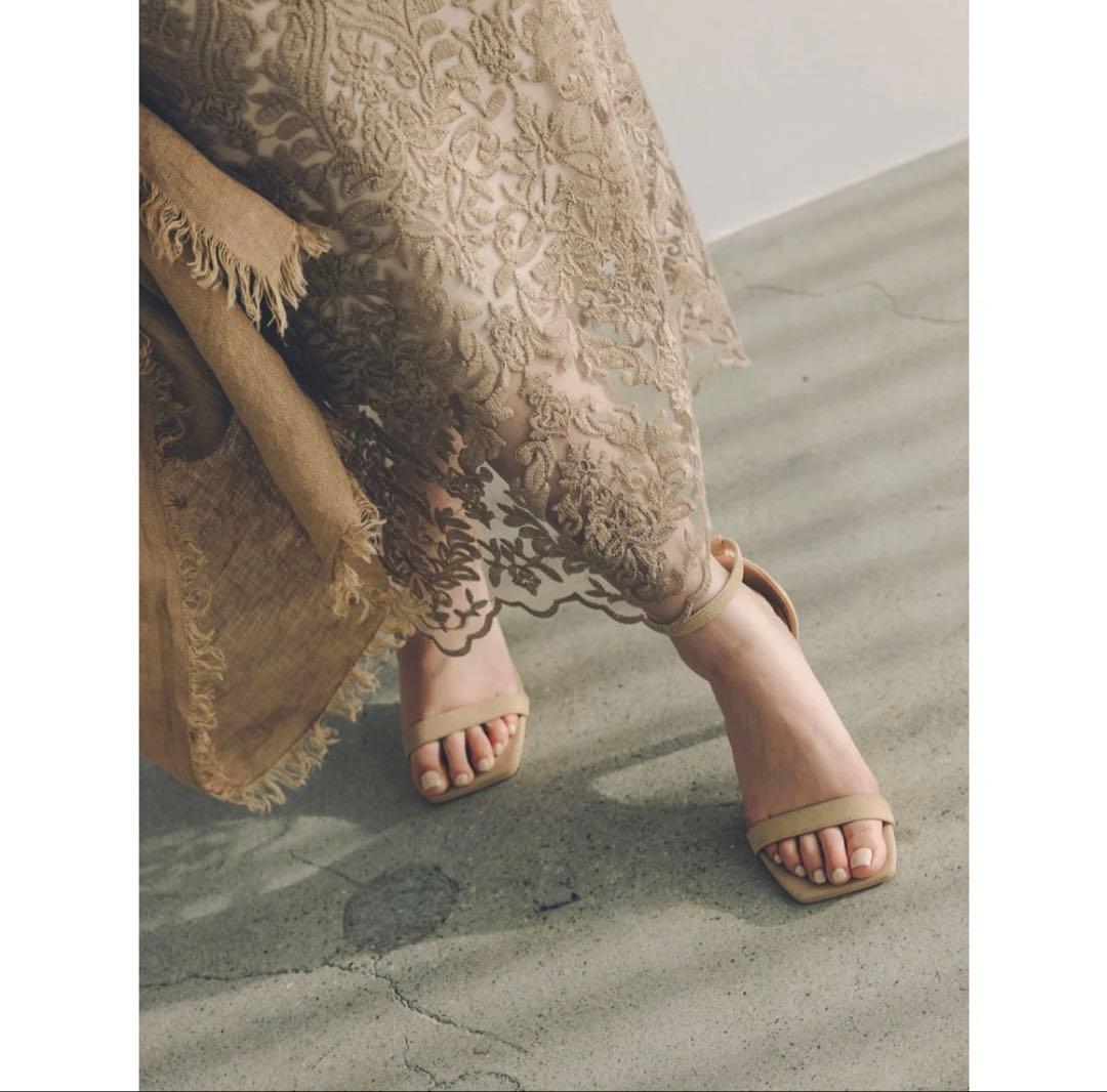 anuans アニュアンス エンブロイダリーレーススカート ベージュ S