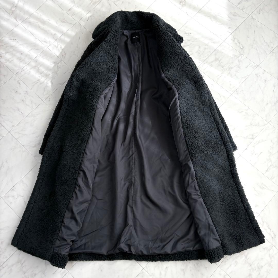 ノーク】ボアコート ロング テディベアコート ゆったり チャコールグレー M