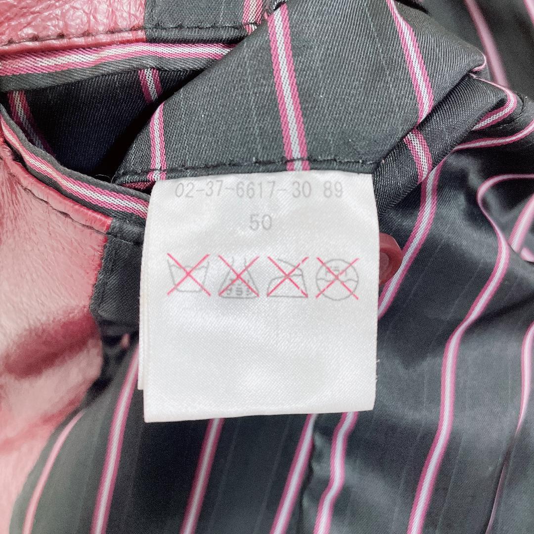 A.S.M ファー レザーシングルライダースジャケット バーガンディ y2k M