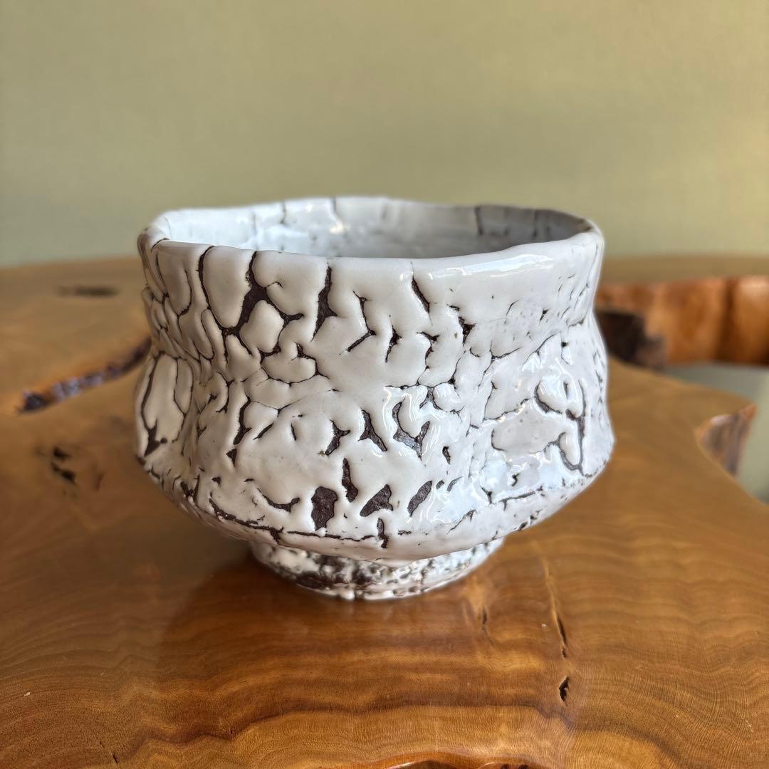 鬼萩 河野聡 萩焼 抹茶碗 茶道具 共箱(47)