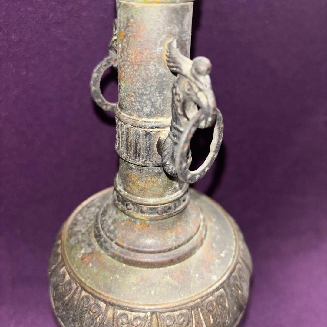 茶道具 唐銅風炉師 藤井宗喜作 青銅 花入