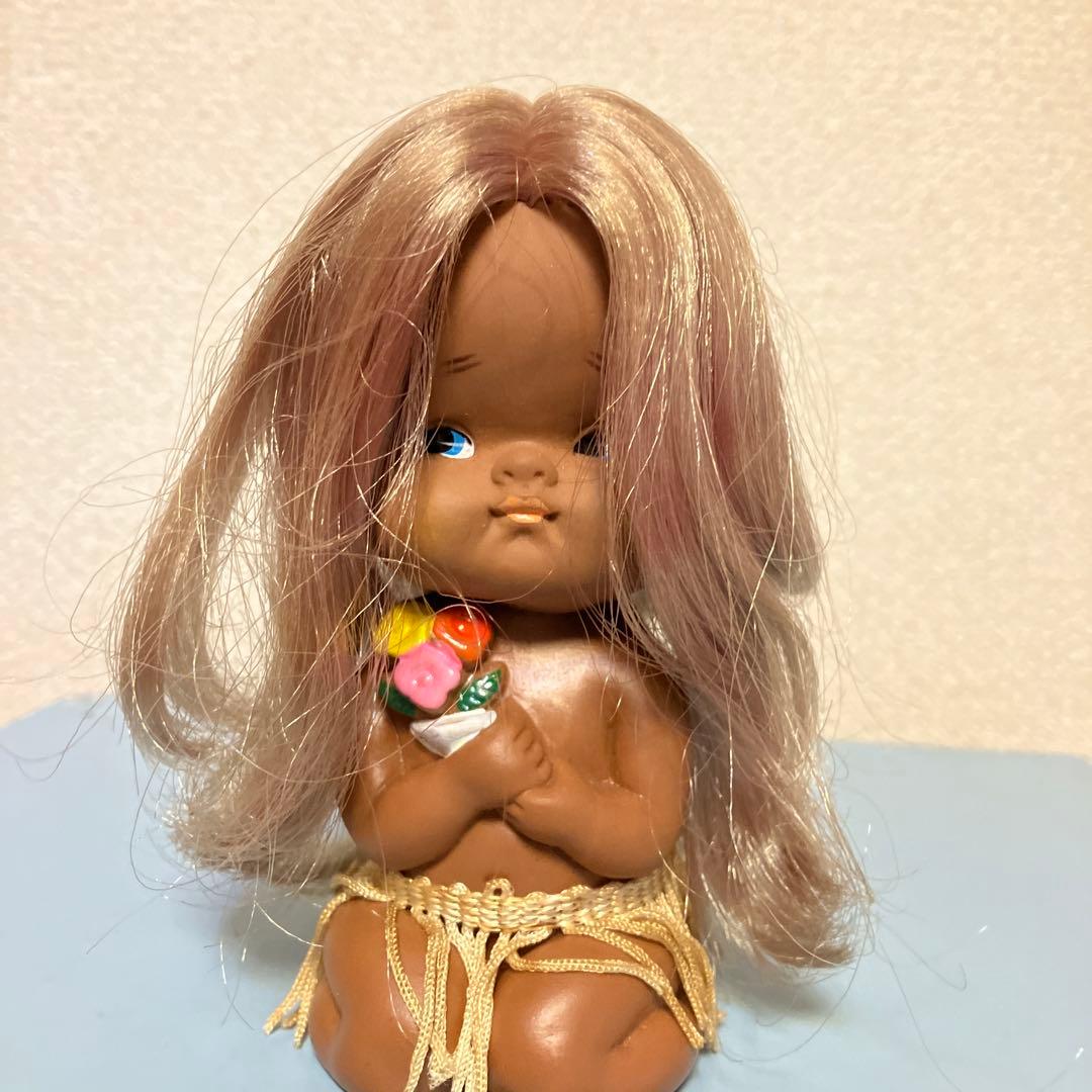 日本製 昭和レトロ ハワイ小麦色女の子 ビンテージアンティークソフビ