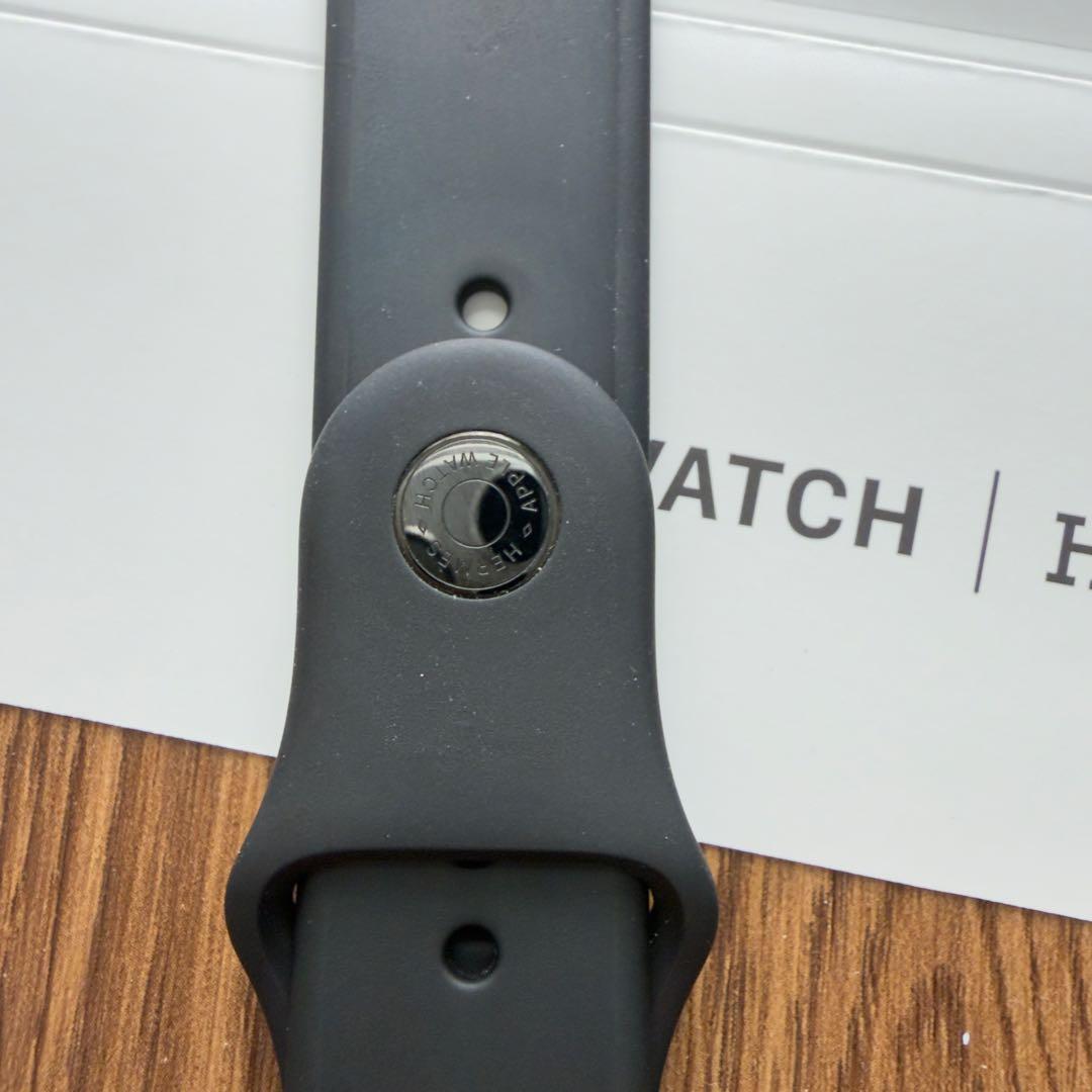 3099 Apple Watch エルメス　ブラックラバー　スポーツ　シリコン