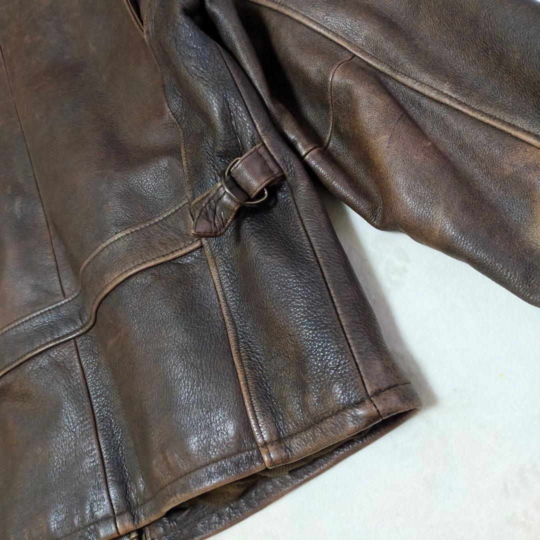 90S 短丈 L〜XL程度 本革 レザージャケット カーコート