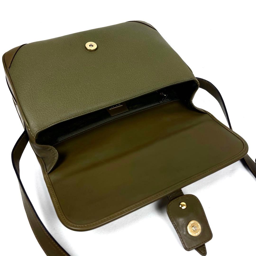 グッチ　ショルダーバッグ　ビンテージ　レザー　極美品　レディース　希少色