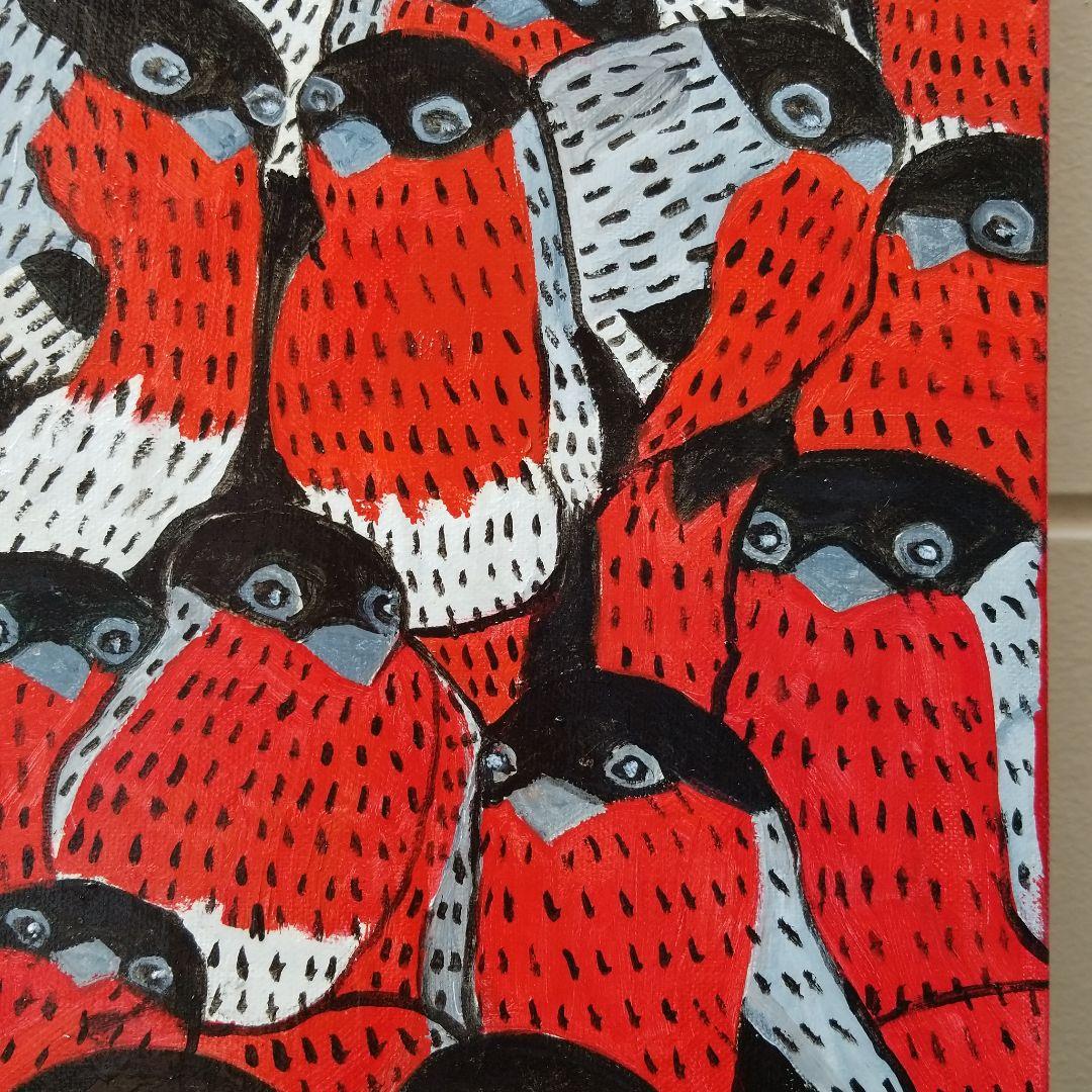 油絵 あらんぼん様専用 仲良く集まるくちばしの小さな鳥たち 密は楽し