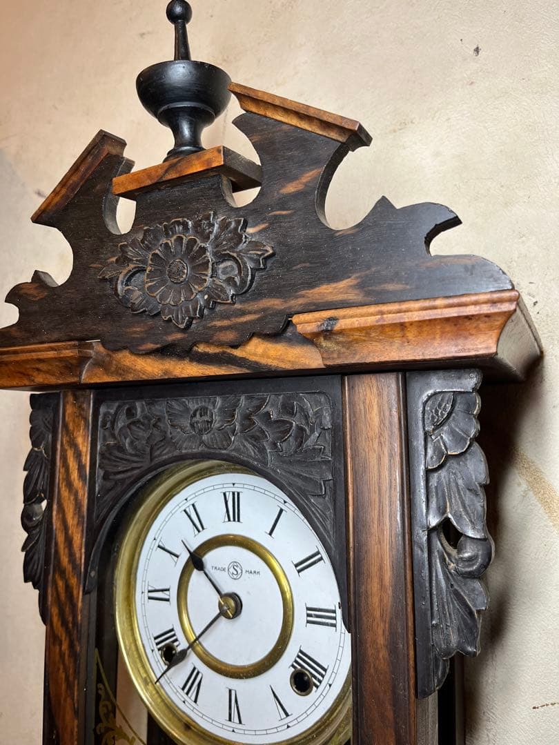 精工舎　黒柿　柱時計　古時計　振り子　レトロ　ゼンマイ　ユンハンス　ボンボン