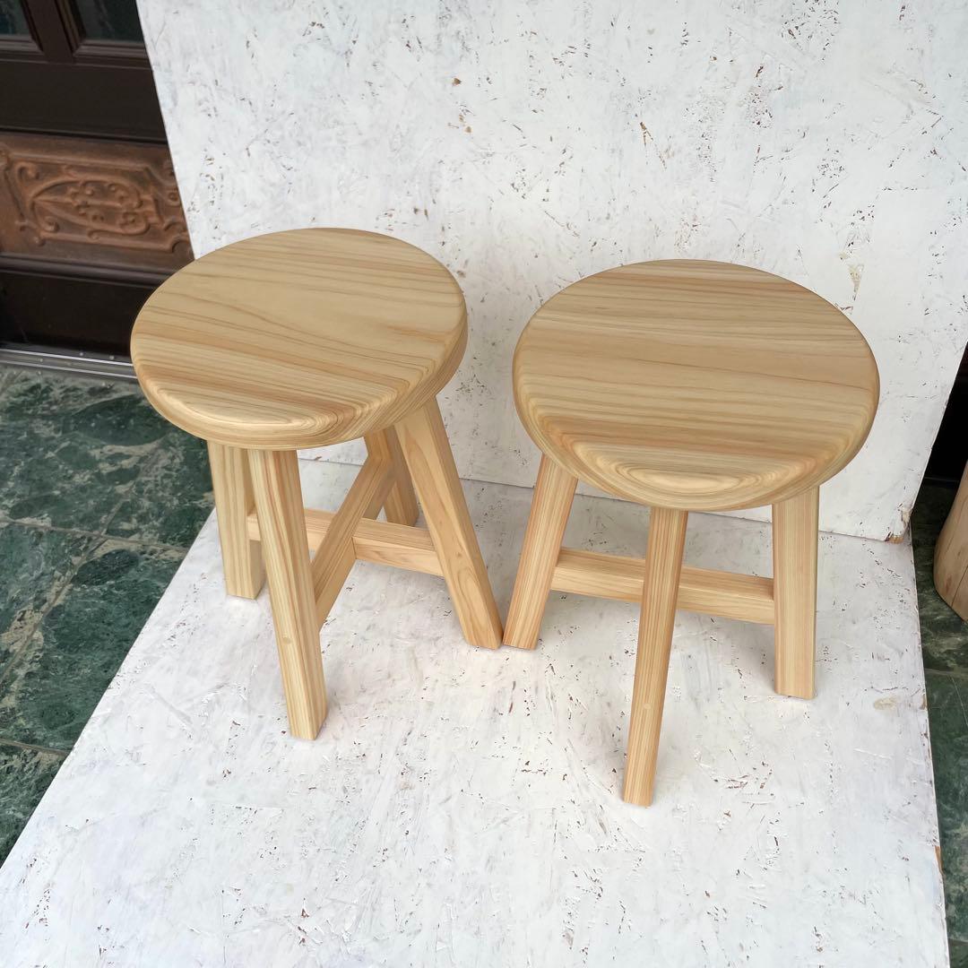 RRR　国産ひのき　丸椅子　木製スツール