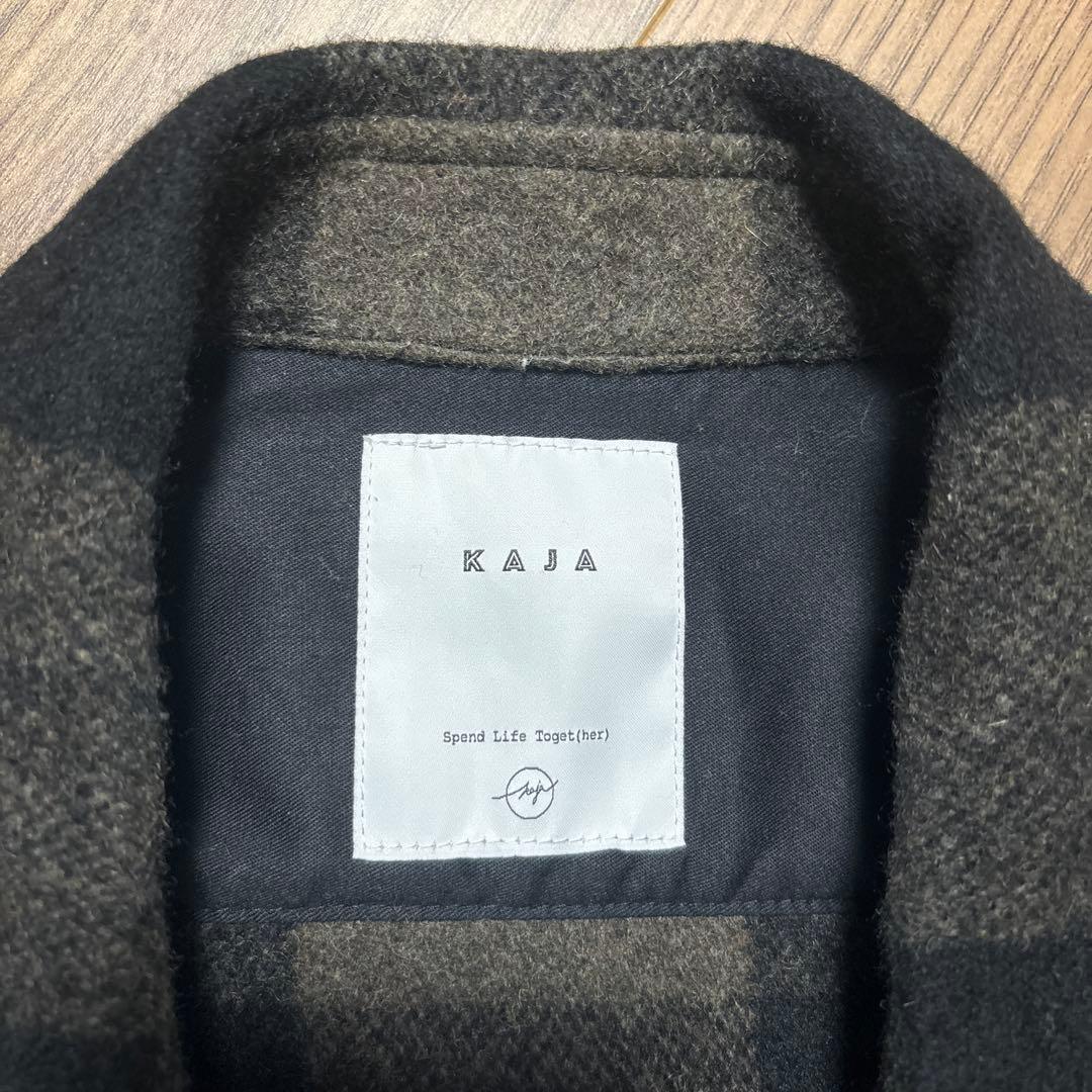 KAJA ウールバッファローチェックCPOジャケット　サイズ2 カーキ